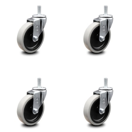 Service Caster 4 Inch Thermoplastic Rubber Wheel 12mm Threaded Stem Caster SCC, 4PK SCC-TS05S410-TPRS-M1215-4